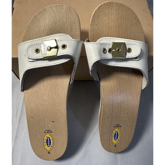 Dr . Scholls White Italian The Original Wooden Exercise Clog Sandals Size 9M - Picture 5 of 7